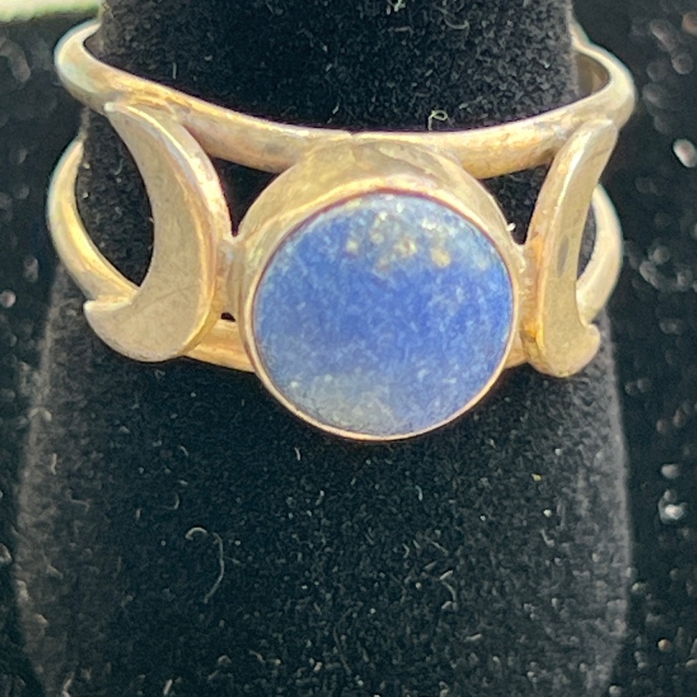 Lapis Lazuli Triple Moon Goddess Ring